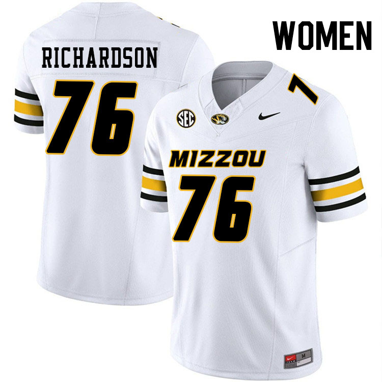 Women #76 Jayven Richardson Missouri Tigers College Football Jerseys Stitched-White